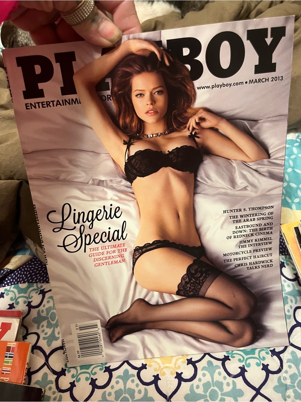 PLAYBOY Black Lace Men's Bra and Stocking Set